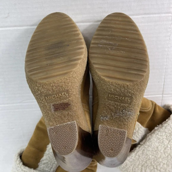 Michael Kors Sheepskin Derby Camel Brown Boots Womens Size 6.5 Lined - Picture 11 of 12